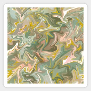 Desert Sage with Gold Silk Marble - Light Sage Green, Peach, and Off White Liquid Paint Pattern Sticker